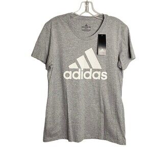 Adidas Amplifier Basic Logo Tee T-Shirt Women's Medium Gray Logo Crew Neck NWT